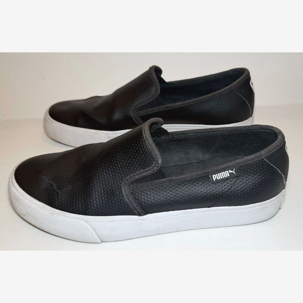 PUMA Bari Cat Faux Leather Slip-on Sneaker Womens Size 9 - Black 374607-03